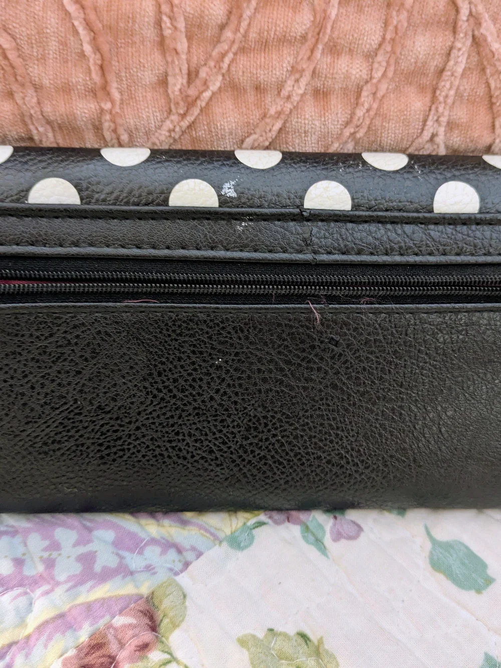 Polka Dot Black Wallet & Hot Pink Makeup/Coin Set
